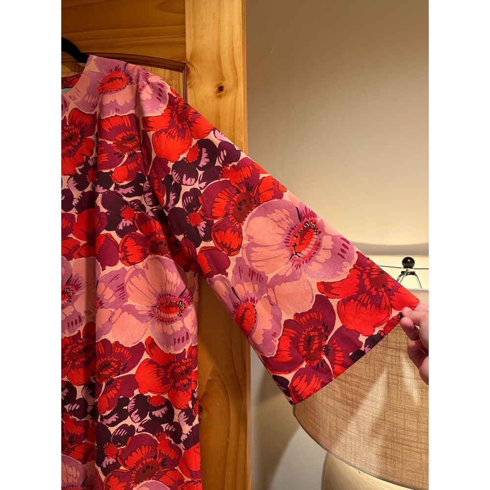 Tuckernuck Hutton Dress Poppy Stripe Floral Pink Red Midi 3X 3/4 Sleeve Crewneck - Picture 5 of 9